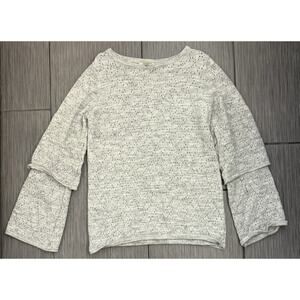 Elisabetta Wool Blend Gray Double Bell Sleeve Sweater Women's Large Italy